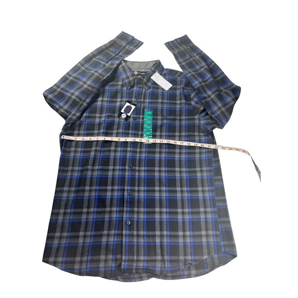 Weatherproof‎ Plaid Button-Up Shirt Men's Large Bright Blue/Black New - Picture 9 of 11